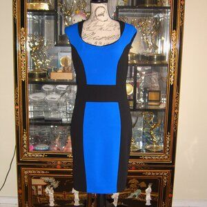 NWT CACHE BLUE AND BLACK COLORBLOCK SHEATH DRESS 6